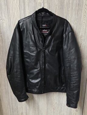 River Road Black Insulated Liner Leather Motorcycle Jacket Mens Size 48